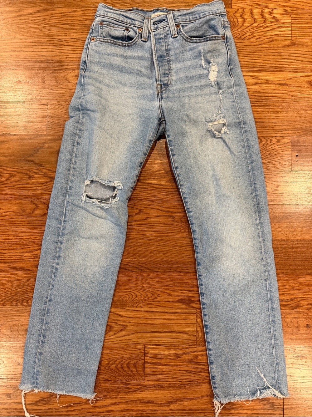 Levi's Wedgie Straight Leg Distressed Jeans - Size 27